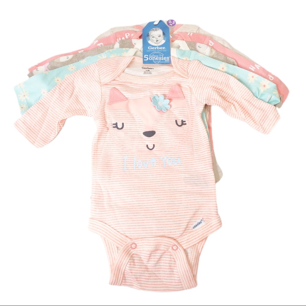 Gerber 5 Piece Onesie Set Size 0-3 months NWT